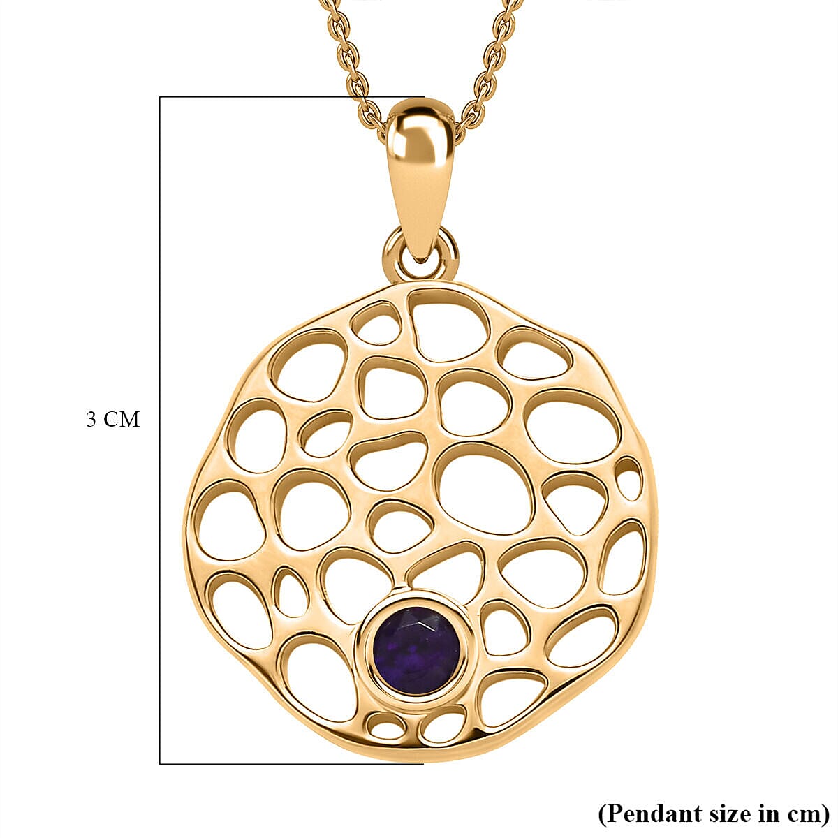 RACHEL GALLEY - Amethyst Pendant with Chain (Size - 18/22/24 Inch) in Vermeil Yellow Gold Overlay Sterling Silver Wt. 9.80 Gms 4120951 6