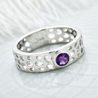 RACHEL GALLEY Amethyst Ring in Rhodium Overlay Sterling Silver