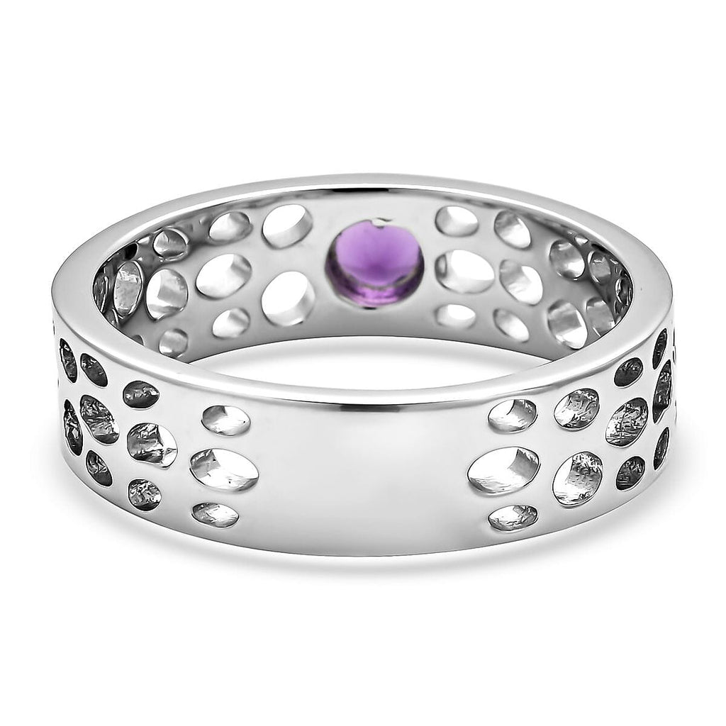 RACHEL GALLEY Amethyst Ring in Rhodium Overlay Sterling Silver
