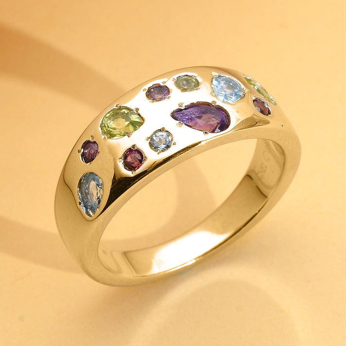 RACHEL GALLEY Amethyst and Multigemstones Ring in 18K Vermeil Yellow Gold Plated Sterling Silver 1.16 Ct, Silver Wt. 5.80 Gms 7043343 2