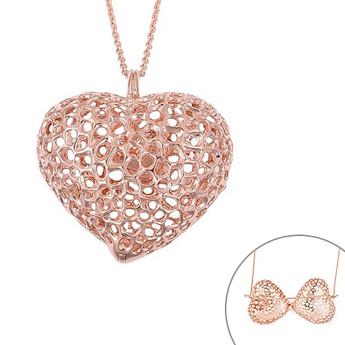 RACHEL GALLEY Amore Heart Pendant with Chain in Rose Gold Plated Silver 30 Inch 3475763 0