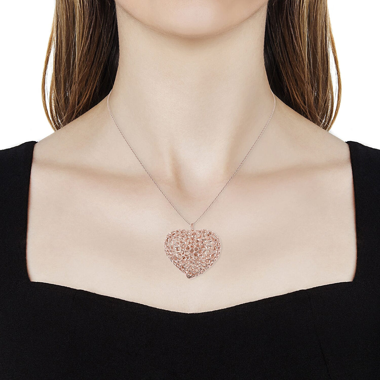RACHEL GALLEY Amore Heart Pendant with Chain in Rose Gold Plated Silver 30 Inch 3475763 2