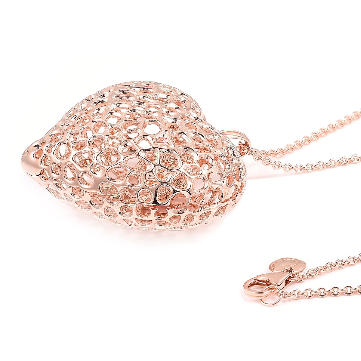 RACHEL GALLEY Amore Heart Pendant with Chain in Rose Gold Plated Silver 30 Inch 3475763 3