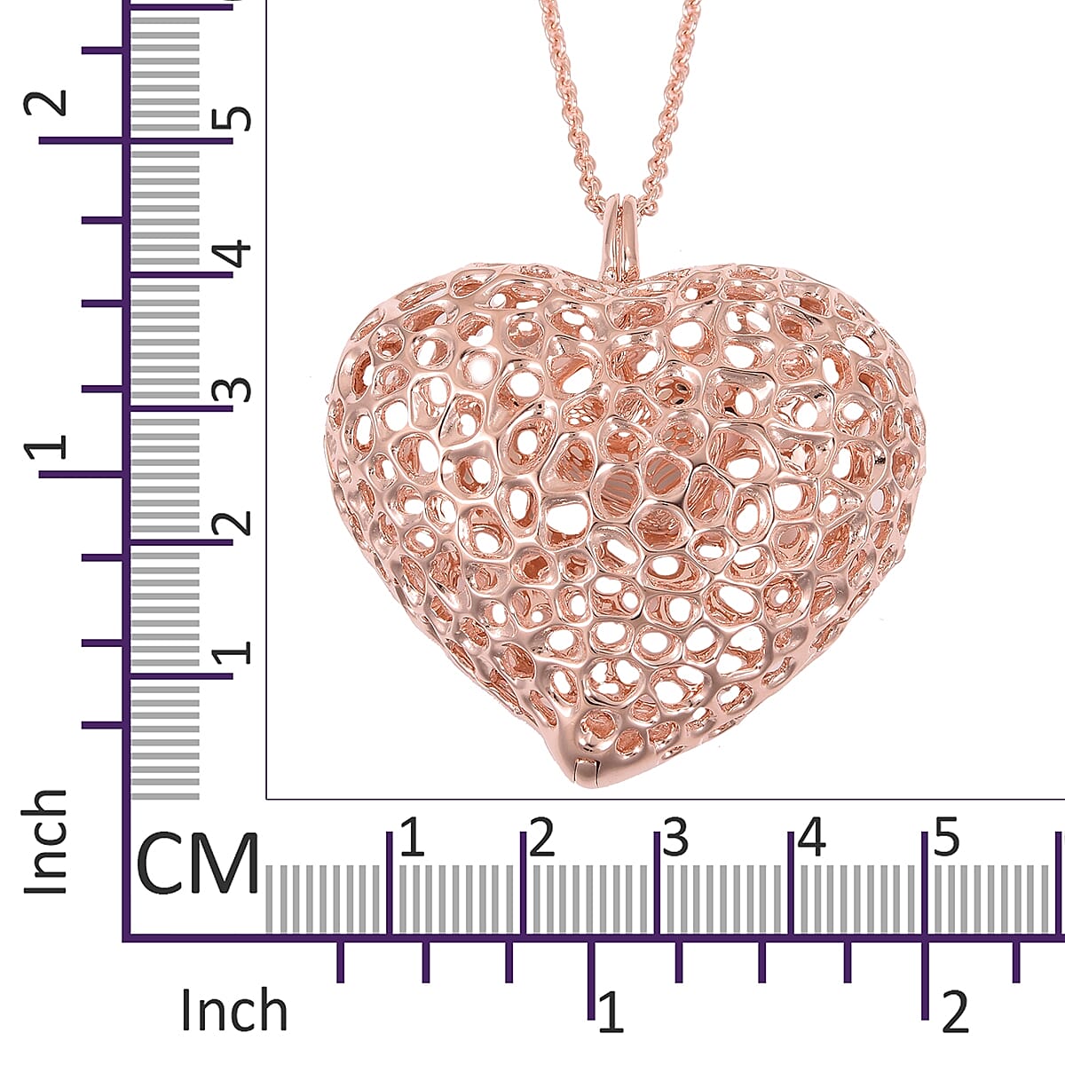 RACHEL GALLEY Amore Heart Pendant with Chain in Rose Gold Plated Silver 30 Inch 3475763 5