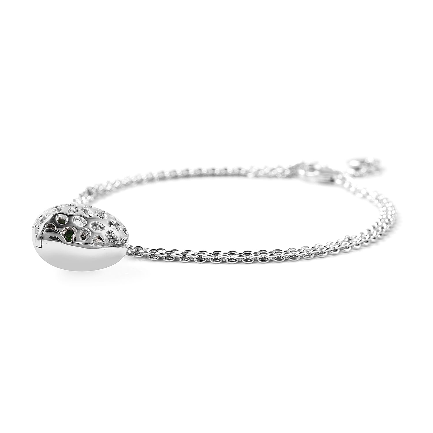 RACHEL GALLEY Angel Heart Collection Chrome Diopside Lattice Heart Charm Bracelet in Rhodium Plated Sterling Silver 8 Inches 3700555 4