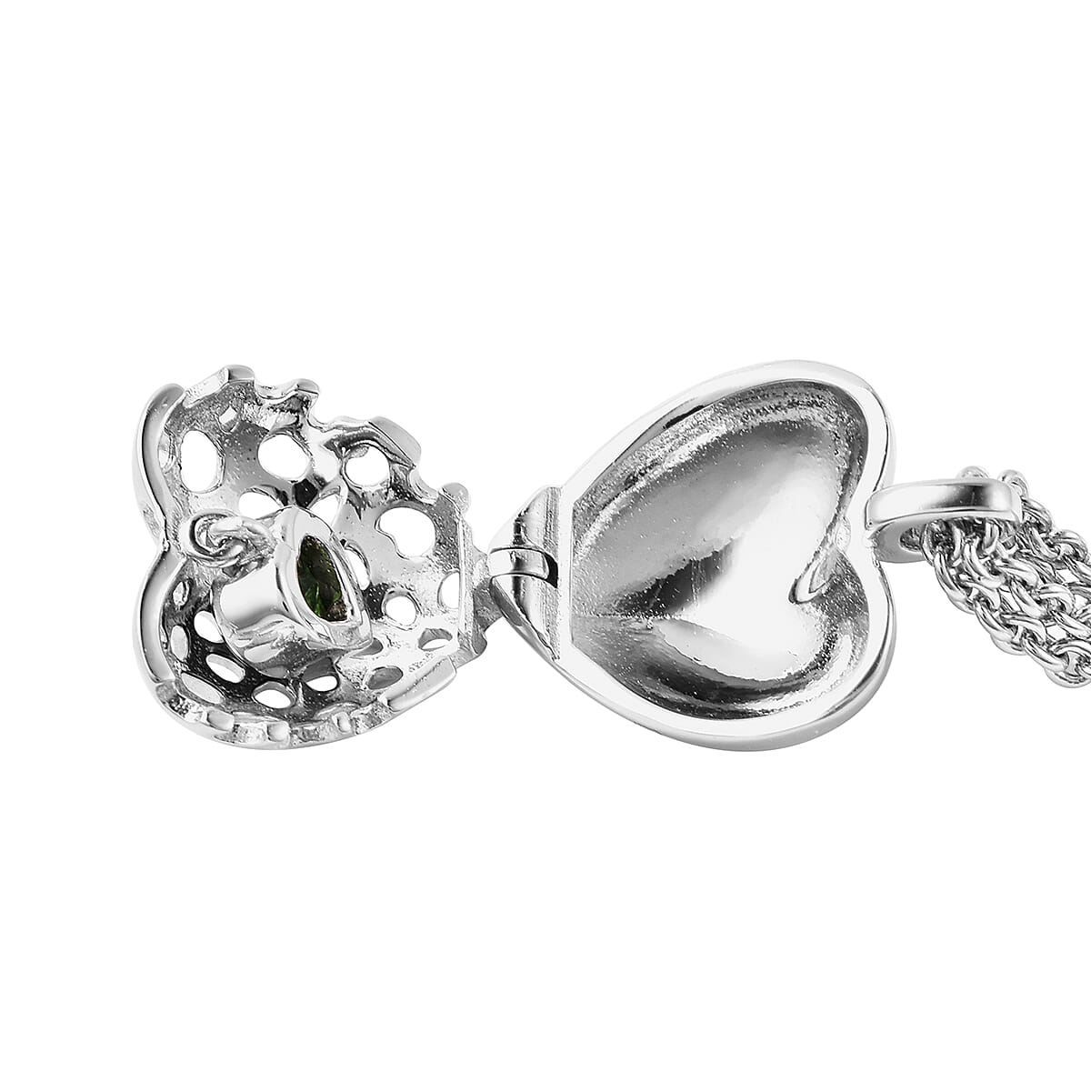 RACHEL GALLEY Angel Heart Collection Chrome Diopside Lattice Heart Charm Bracelet in Rhodium Plated Sterling Silver 8 Inches 3700555 5