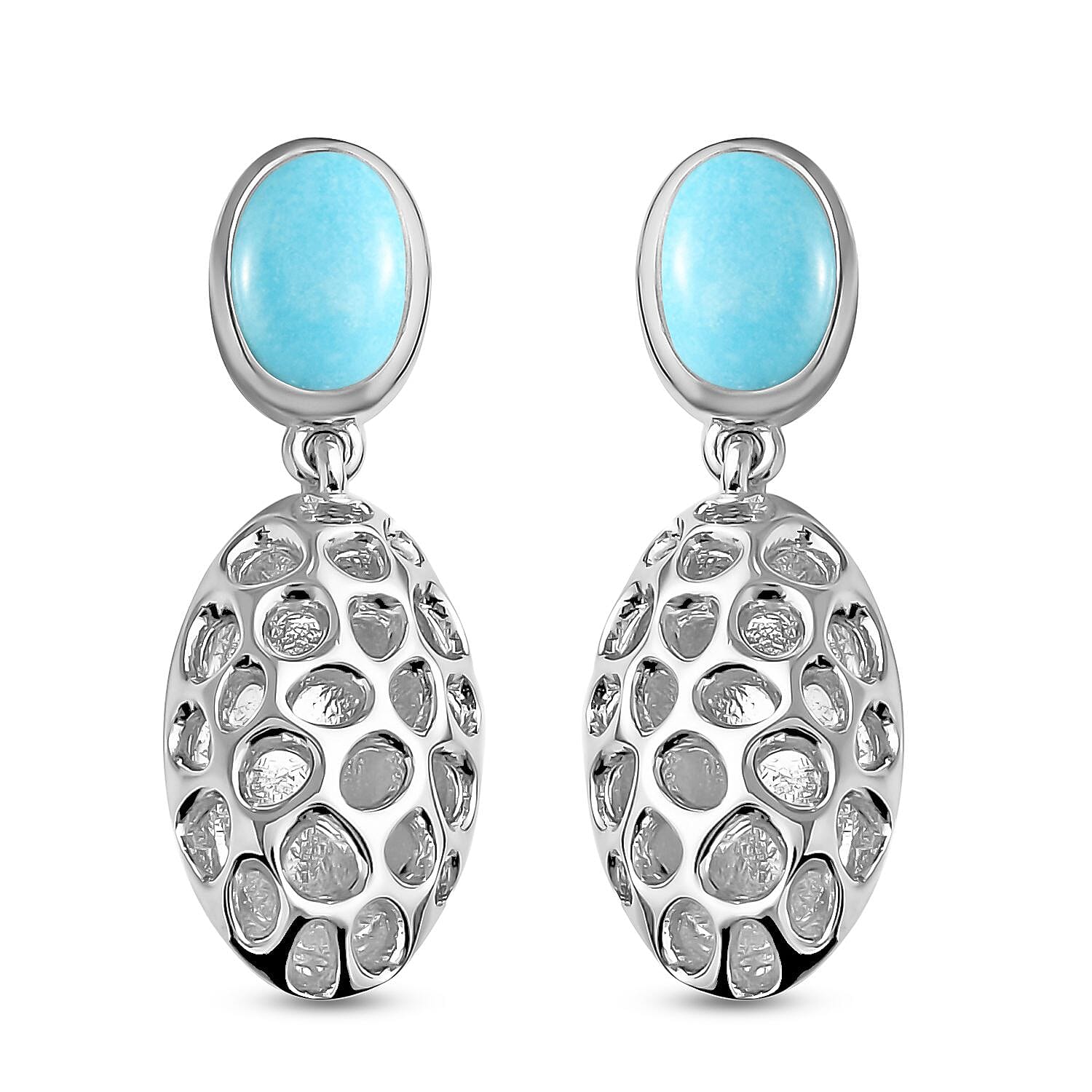 RACHEL GALLEY Arizona Sleeping Beauty Turquoise Earrings (with Push Back) in Rhodium Overlay Sterling Silver 1.50 Ct. 3873549 0