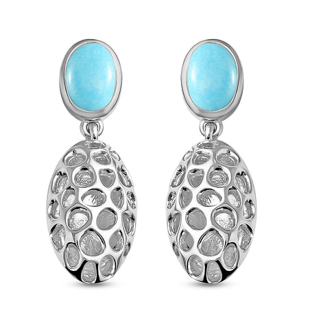 RACHEL GALLEY Arizona Sleeping Beauty Turquoise Earrings (with Push Back) in Rhodium Overlay Sterling Silver 1.50 Ct. 3873549 1