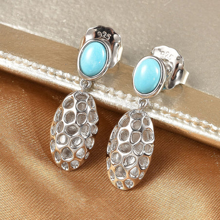 RACHEL GALLEY Arizona Sleeping Beauty Turquoise Earrings (with Push Back) in Rhodium Overlay Sterling Silver 1.50 Ct. 3873549 2