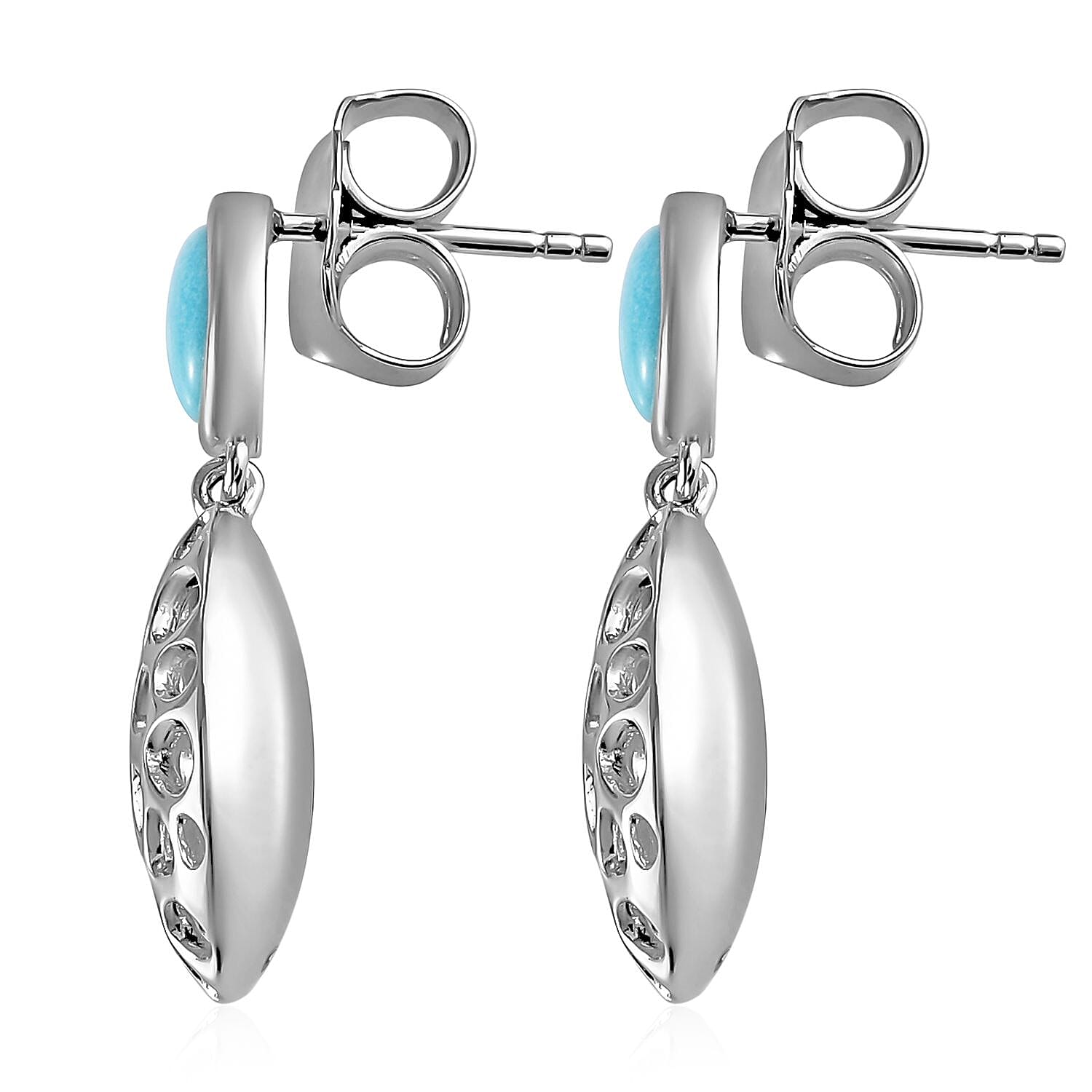 RACHEL GALLEY Arizona Sleeping Beauty Turquoise Earrings (with Push Back) in Rhodium Overlay Sterling Silver 1.50 Ct. 3873549 4