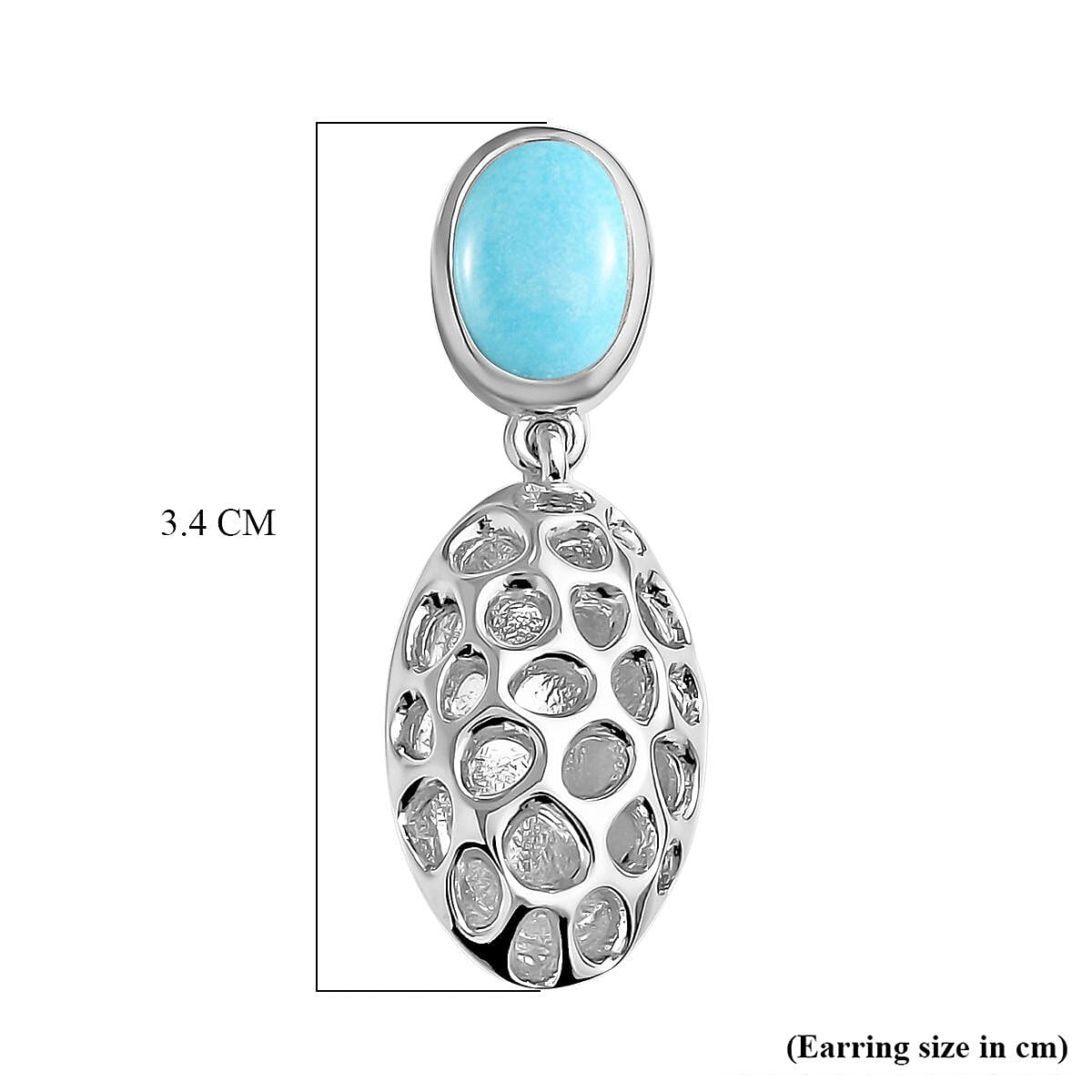 RACHEL GALLEY Arizona Sleeping Beauty Turquoise Earrings (with Push Back) in Rhodium Overlay Sterling Silver 1.50 Ct. 3873549 5