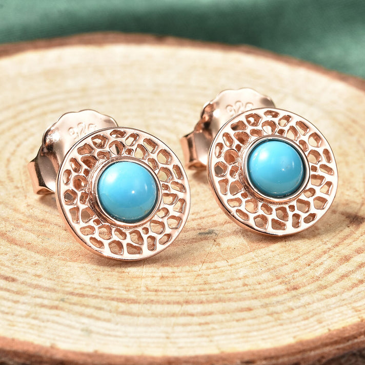 RACHEL GALLEY Arizona Sleeping Beauty Turquoise Earrings (with Push Back) in Rose Gold Overlay Sterling Silver 3881884 2