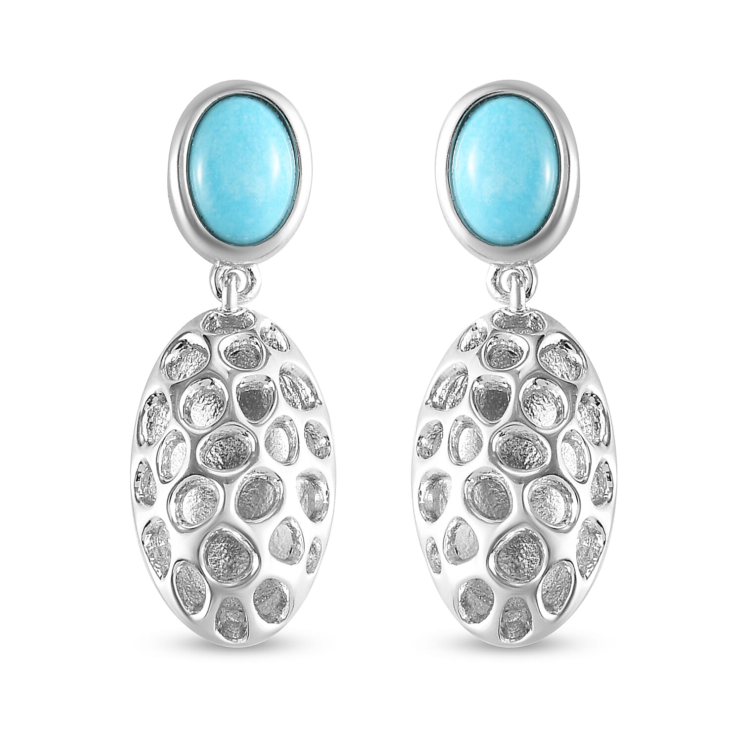 RACHEL GALLEY Arizona Sleeping Beauty Turquoise Earrings (with Push Back) in Rhodium Overlay Sterling Silver 1.50 Ct. 3873549 6