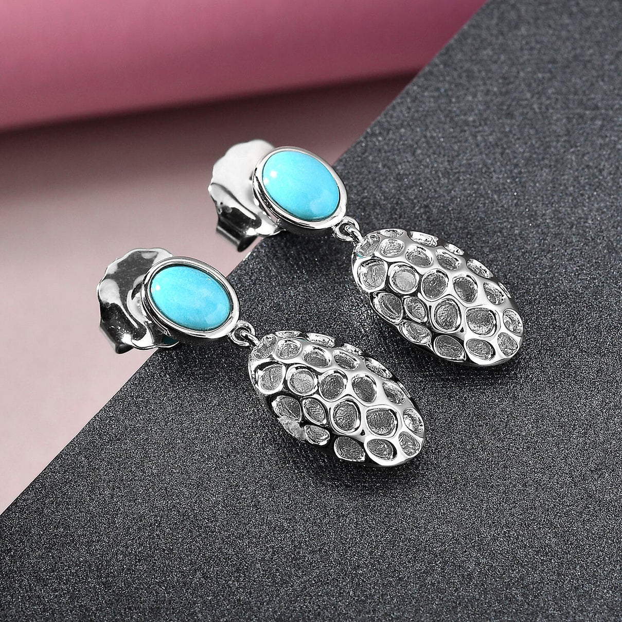 RACHEL GALLEY Arizona Sleeping Beauty Turquoise Earrings (with Push Back) in Rhodium Overlay Sterling Silver 1.50 Ct. 3873549 7