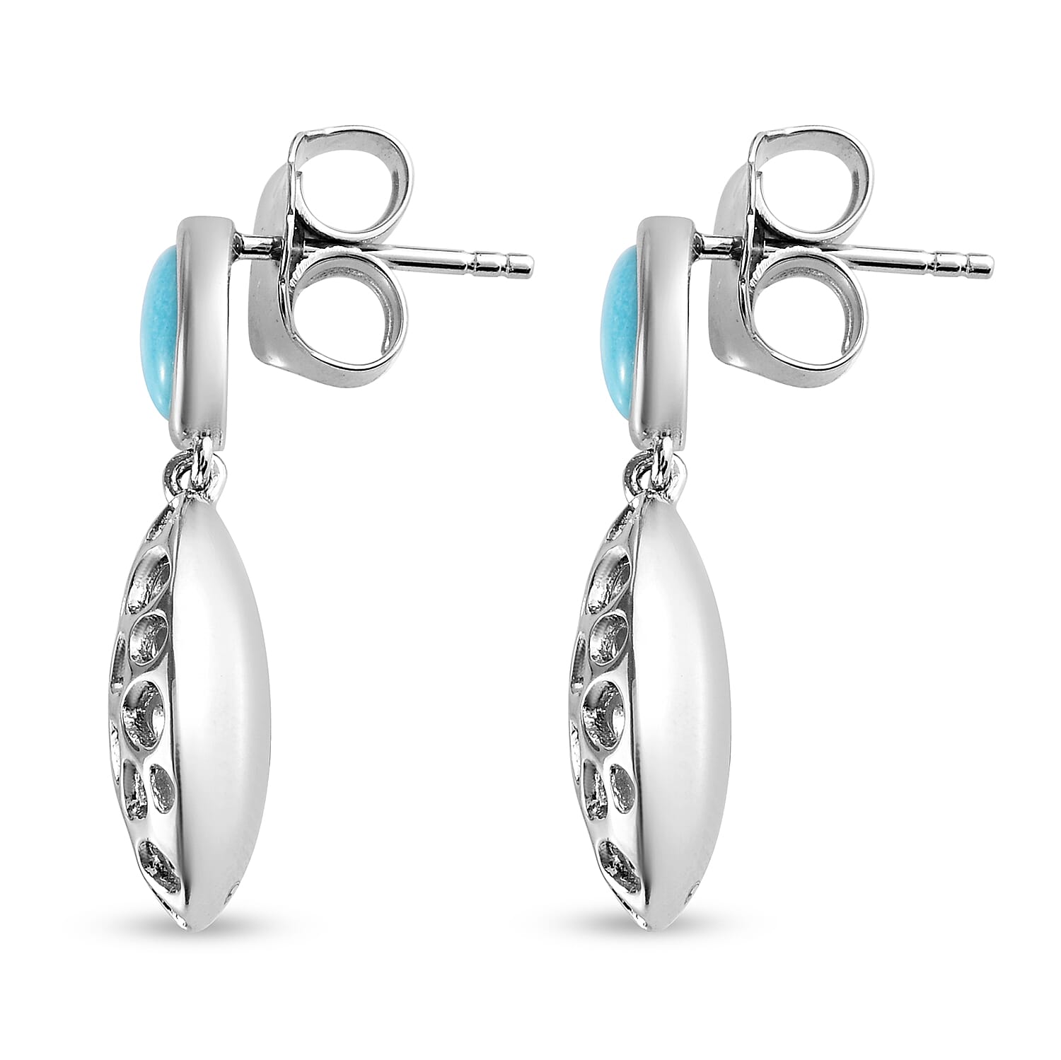 RACHEL GALLEY Arizona Sleeping Beauty Turquoise Earrings (with Push Back) in Rhodium Overlay Sterling Silver 1.50 Ct. 3873549 9