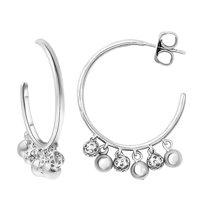 RACHEL GALLEY Bold Lattice Collection Lattice Ball Earrings in Rhodium Plated Sterling Silver, Silver Wt. 8.65 Gms 3698740 1