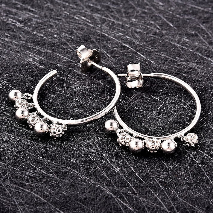RACHEL GALLEY Bold Lattice Collection Lattice Ball Earrings in Rhodium Plated Sterling Silver, Silver Wt. 8.65 Gms 3698740 2