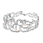 RACHEL GALLEY Fresh Water Pearl and Natural Cambodian Zircon Bracelet (Size 8) in Rhodium Overlay Sterling Silver 3.25 Ct, Silver wt. 23.44 Gms