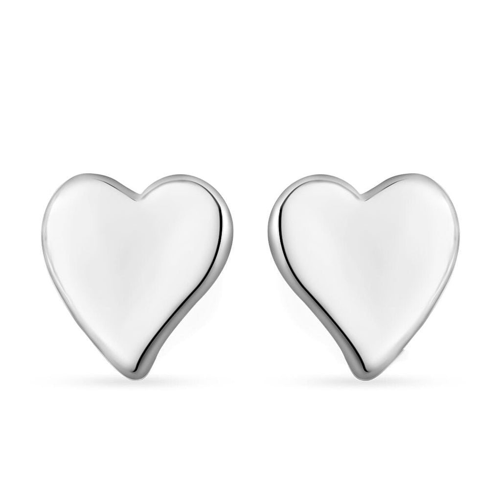 RACHEL GALLEY Rhodium Overlay Sterling Silver Heart Stud Earrings (with Push Back)