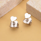 RACHEL GALLEY Rhodium Overlay Sterling Silver Heart Stud Earrings (with Push Back)