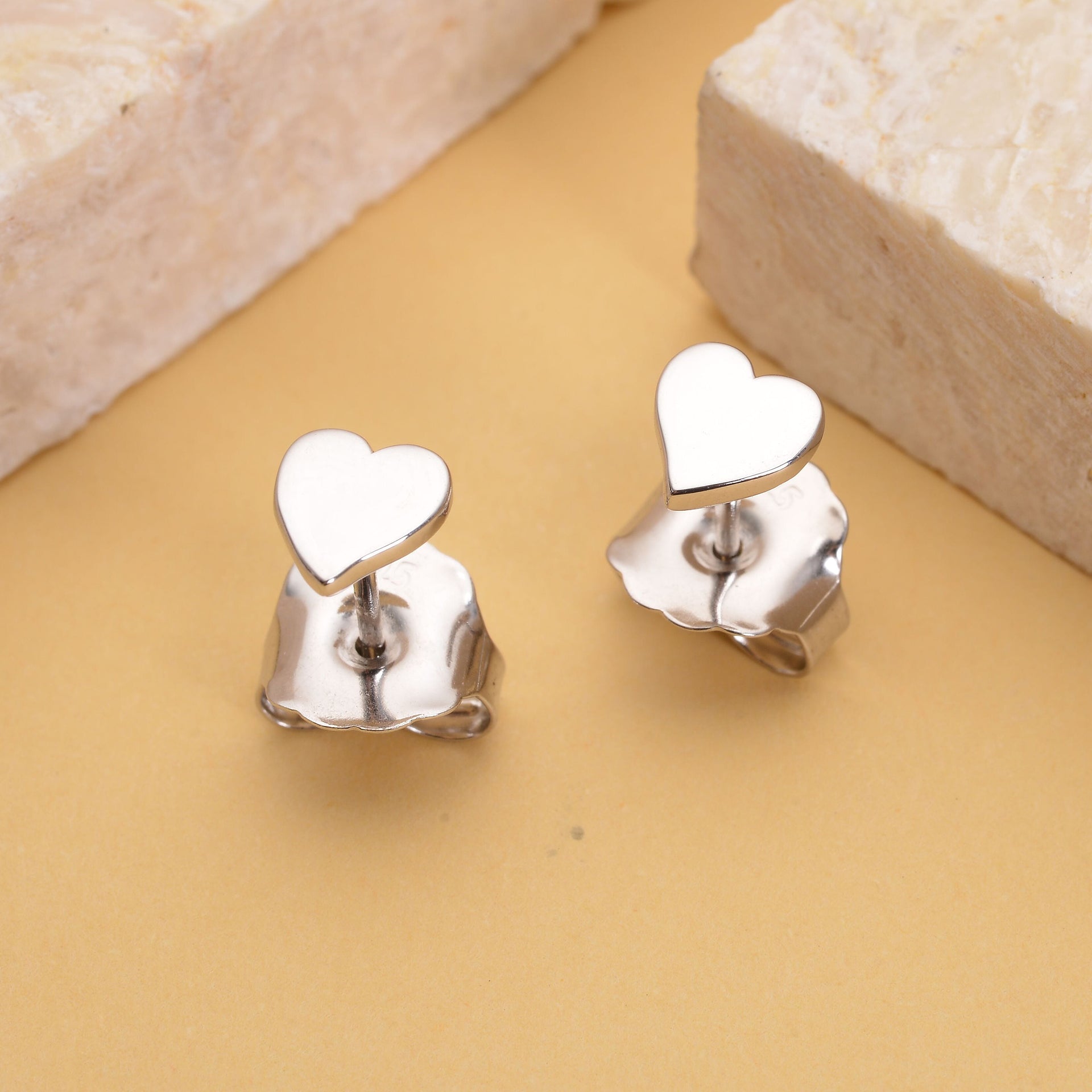 RACHEL GALLEY Heart Stud Earrings in Rhodium Plated Sterling Silver 3853792 2
