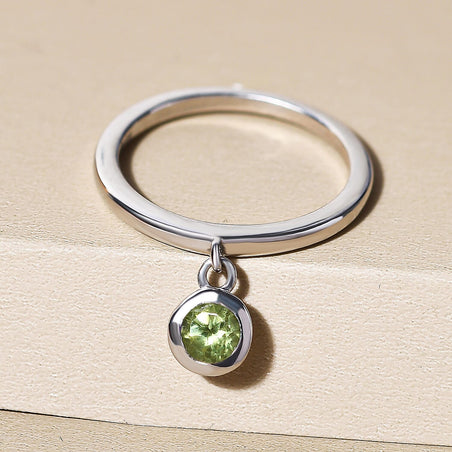 RACHEL GALLEY Hebei Peridot Charm Band Ring in in Rhodium Overlay Sterling Silver 8881179 2