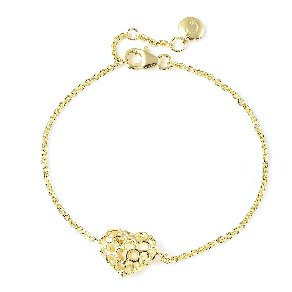 RACHEL GALLEY Latticework Heart Charm Bracelet Size 8 in Yellow Gold Plated Sterling Silver 3860809 0