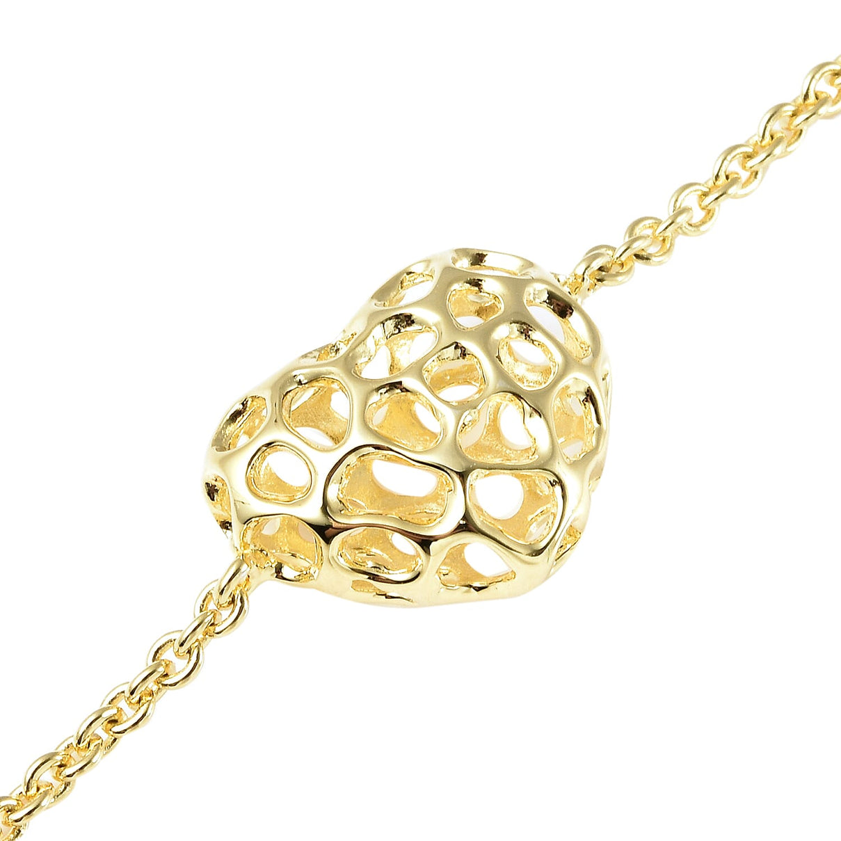 RACHEL GALLEY Latticework Heart Charm Bracelet Size 8 in Yellow Gold Plated Sterling Silver 3860809 4