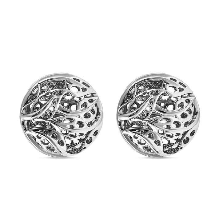 RACHEL GALLEY Leaf Collection - Latticework Stud Earrings in Rhodium Plated Sterling Silver, Silver Wt. 3.82 Gms 3861550 1