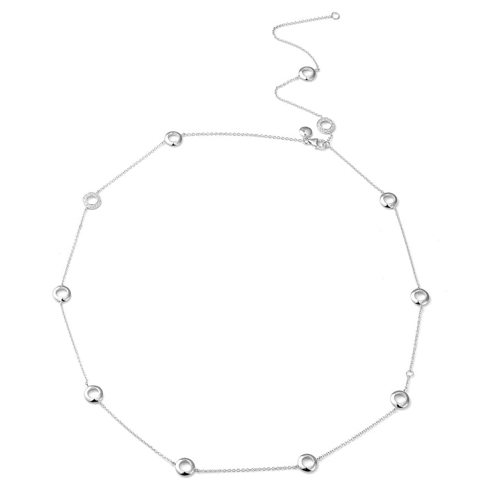RACHEL GALLEY Natural Zircon Station Necklace (Size - 18-24-30)  in Rhodium Overlay Sterling Silver, Silver Wt. 12.79 Gms 3881709 1