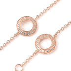 RACHEL GALLEY Natural Zircon Station Necklace (Size - 18-24-30) in 18K Vermeil Rose Gold Plated Sterling Silver, Silver Wt. 12.58 Gms