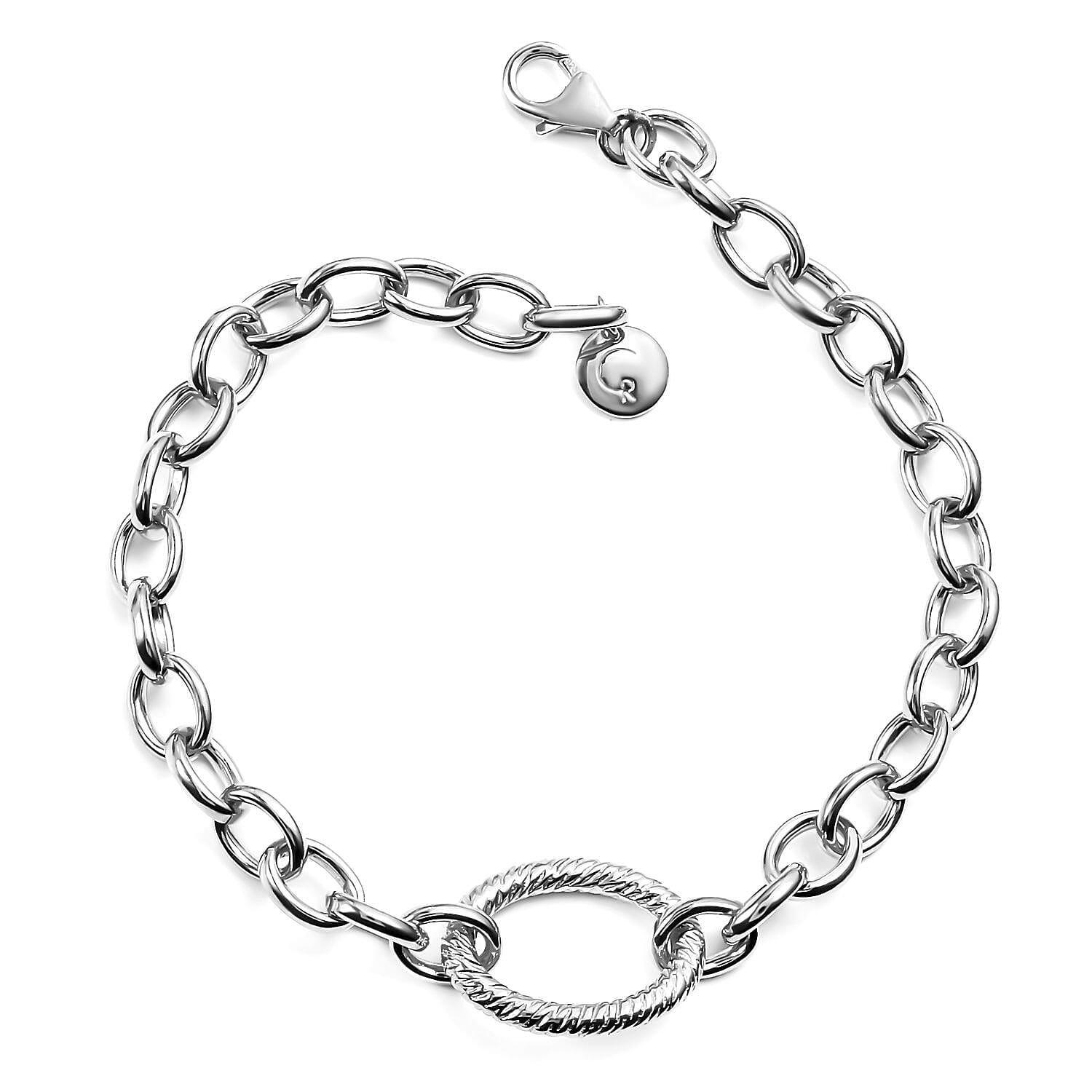 RACHEL GALLEY Ocean Collection- Rhodium Overlay Sterling Silver Bracelet (Size 8), Silver Wt 14.7 Gms 3230907 0