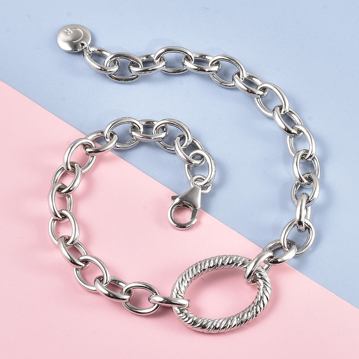 RACHEL GALLEY Ocean Collection- Rhodium Overlay Sterling Silver Bracelet (Size 8), Silver Wt 14.7 Gms 3230907 2
