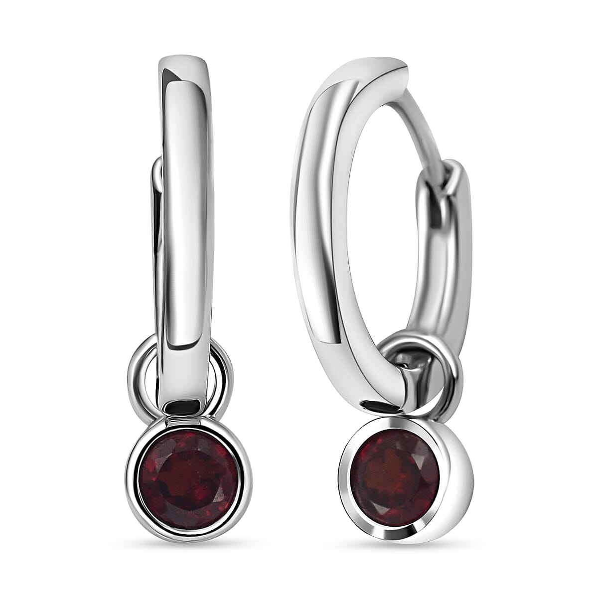 RACHEL GALLEY Red Garnet Earrings with Clasp in Rhodium Overlay Sterling Silver 3882032 0
