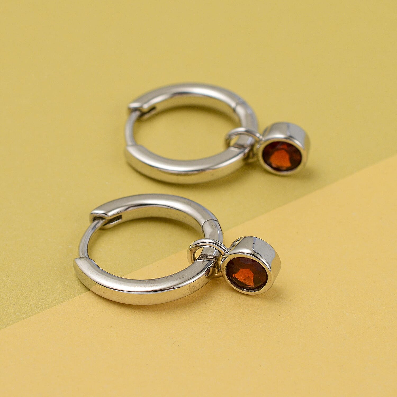 RACHEL GALLEY Red Garnet Earrings with Clasp in Rhodium Overlay Sterling Silver 3882032 1