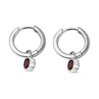 RACHEL GALLEY Red Garnet Earrings with Clasp in Rhodium Overlay Sterling Silver