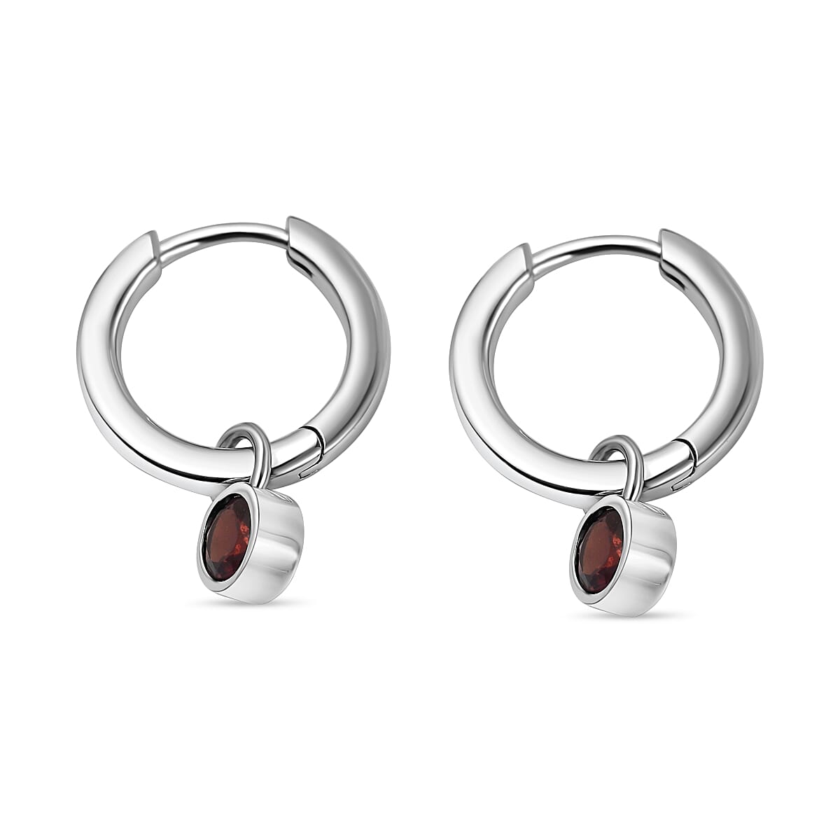 RACHEL GALLEY Red Garnet Earrings with Clasp in Rhodium Overlay Sterling Silver 3882032 3