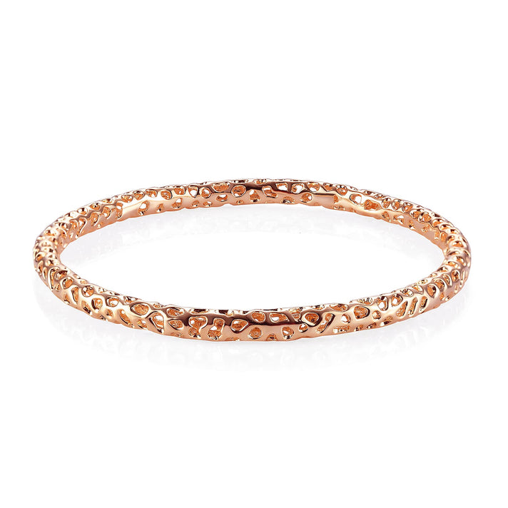 RACHEL GALLEY Rhodium Gold Overlay Sterling Silver Lattice Bangle (SIze 8), Silver Wt. 17.20 Gms 3861491 1