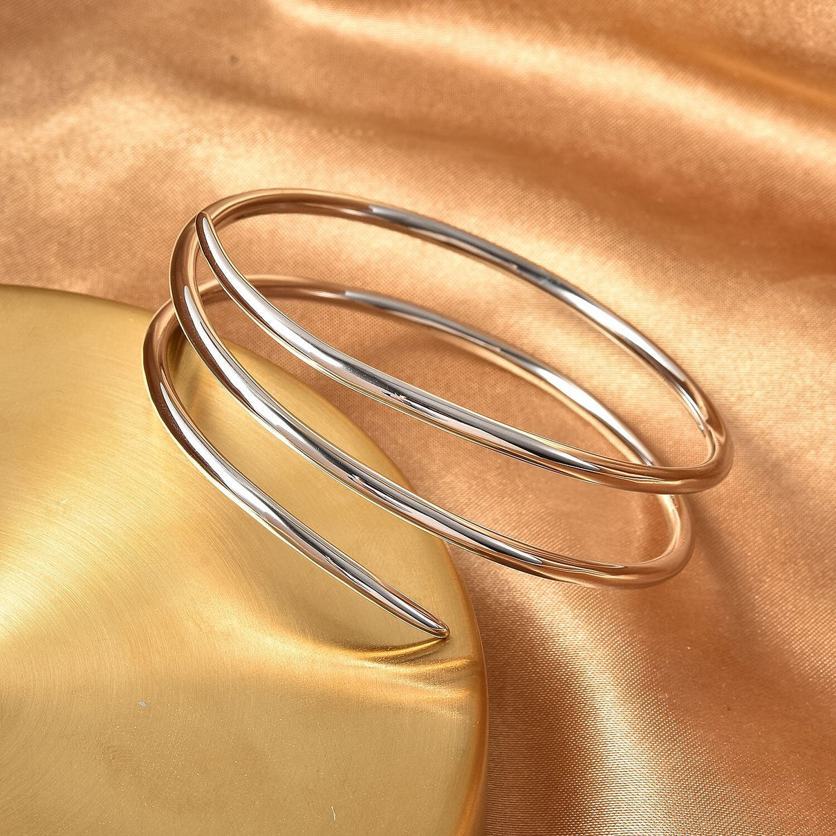 RACHEL GALLEY Rhodium Overlay Sterling Silver Bangle (Size 7.5), Silver wt. 36.26 Gms 3346165 2