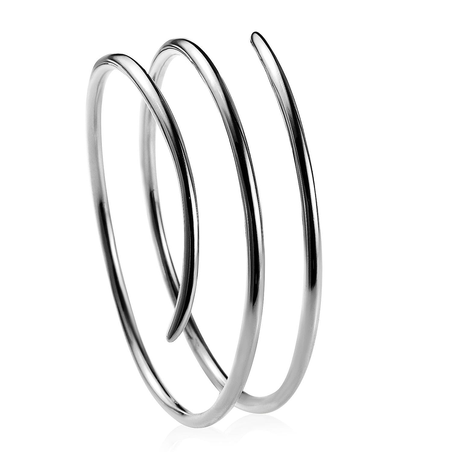 RACHEL GALLEY Rhodium Overlay Sterling Silver Bangle (Size 7.5), Silver wt. 36.26 Gms 3346165 4