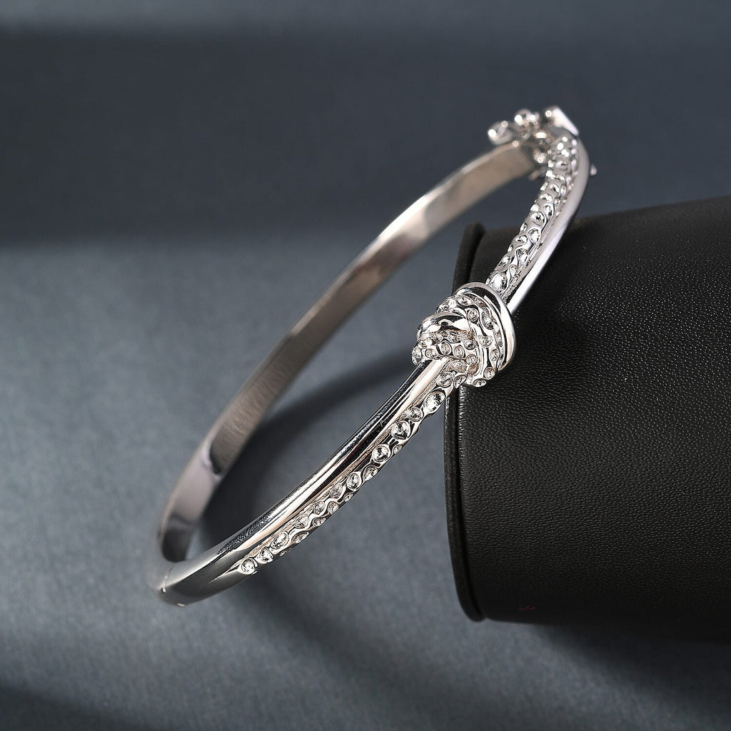 RACHEL GALLEY Rhodium Overlay Sterling Silver Bangle (Size 7.5), Silver Wt 28.38 Gms