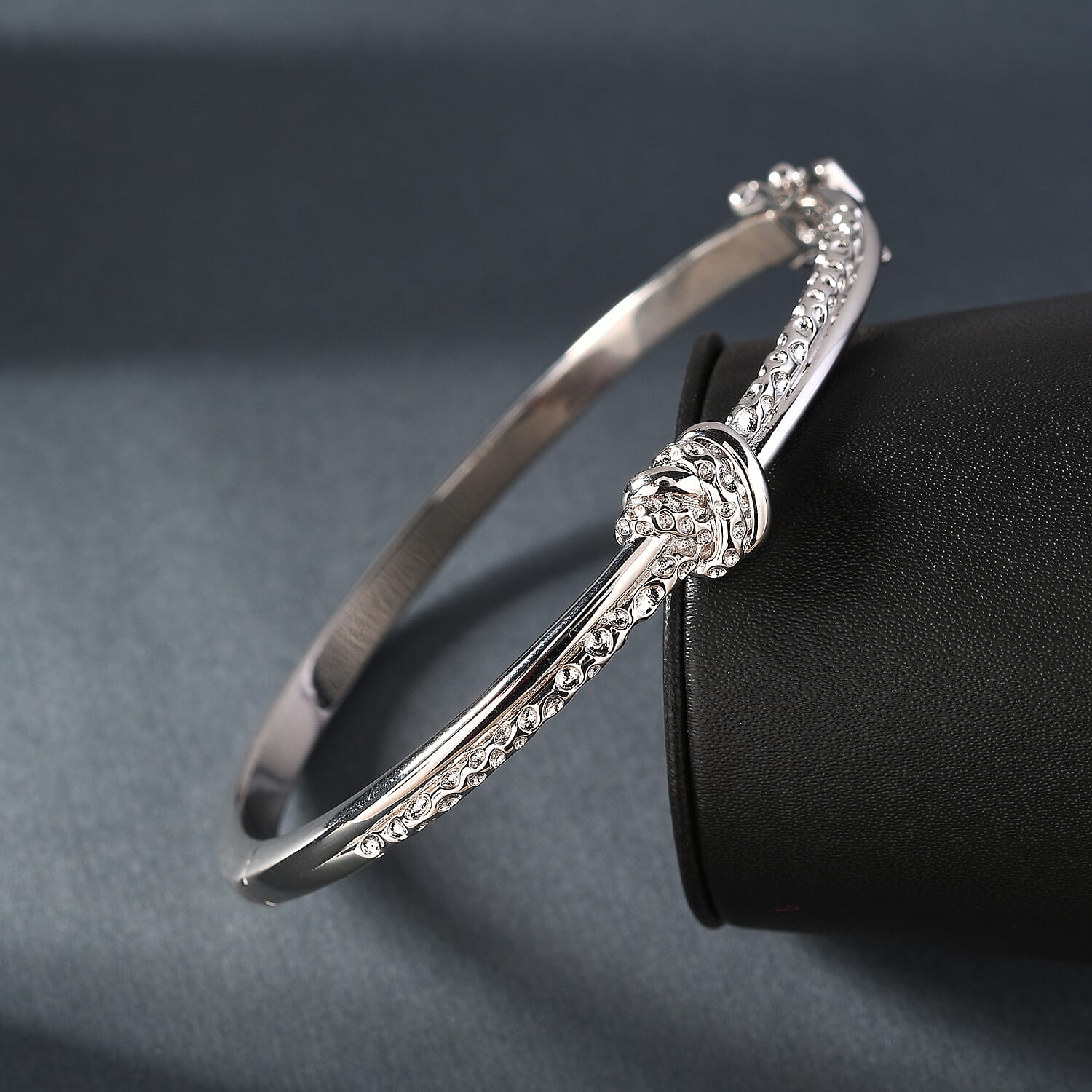 RACHEL GALLEY Rhodium Overlay Sterling Silver Bangle (Size 7.5), Silver Wt 28.38 Gms 3860727 2