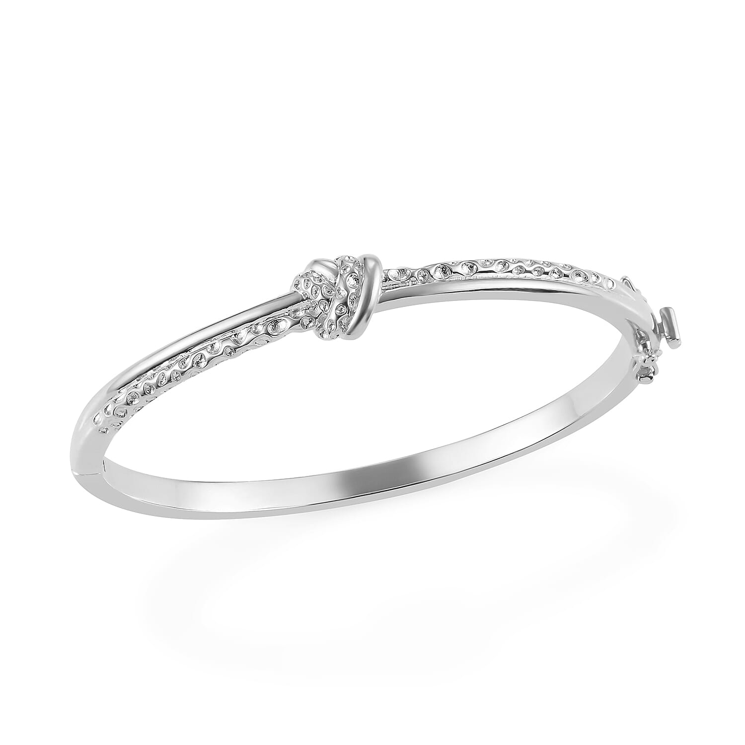 RACHEL GALLEY Rhodium Overlay Sterling Silver Bangle (Size 7.5), Silver Wt 28.38 Gms 3860727 3