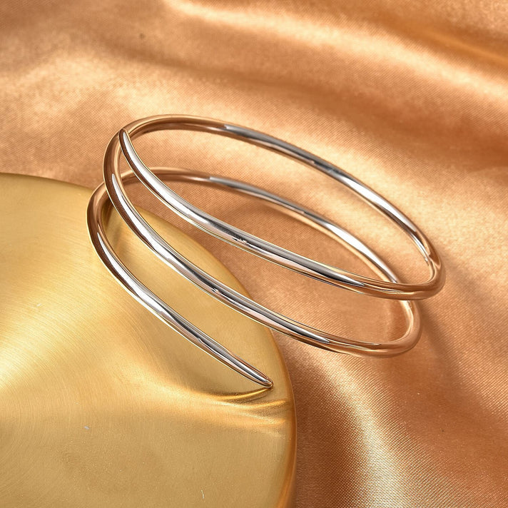 RACHEL GALLEY Rhodium Overlay Sterling Silver Bangle (Size 7), Silver wt. 37.11 Gms 3875894 2