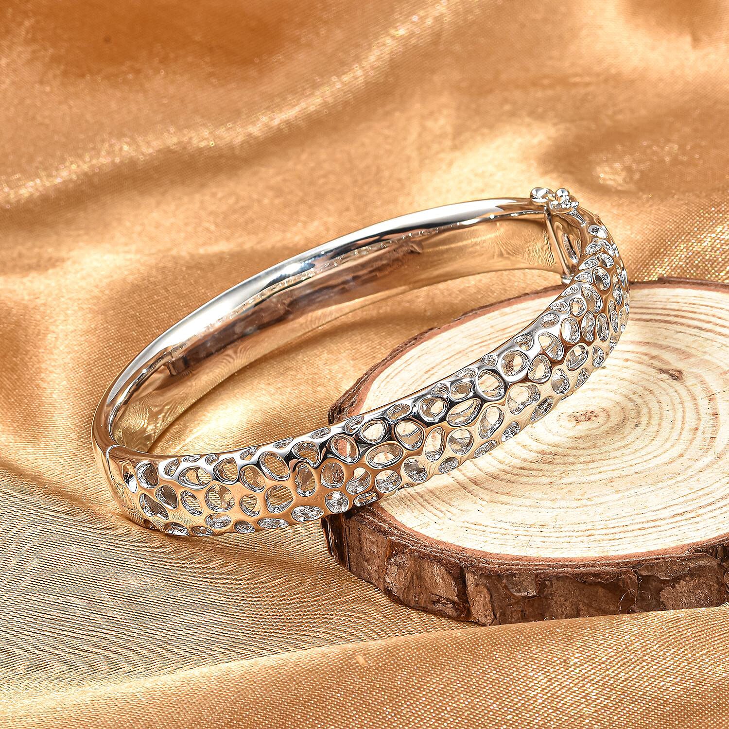 RACHEL GALLEY Rhodium Overlay Sterling Silver Bangle (Size 8.5), Silver wt. 59.93 Gms 3866610 2
