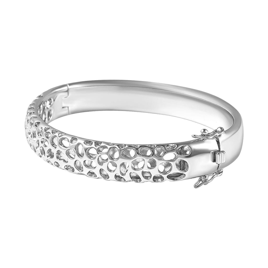 RACHEL GALLEY Rhodium Overlay Sterling Silver Bangle (Size 8.5), Silver wt. 59.93 Gms