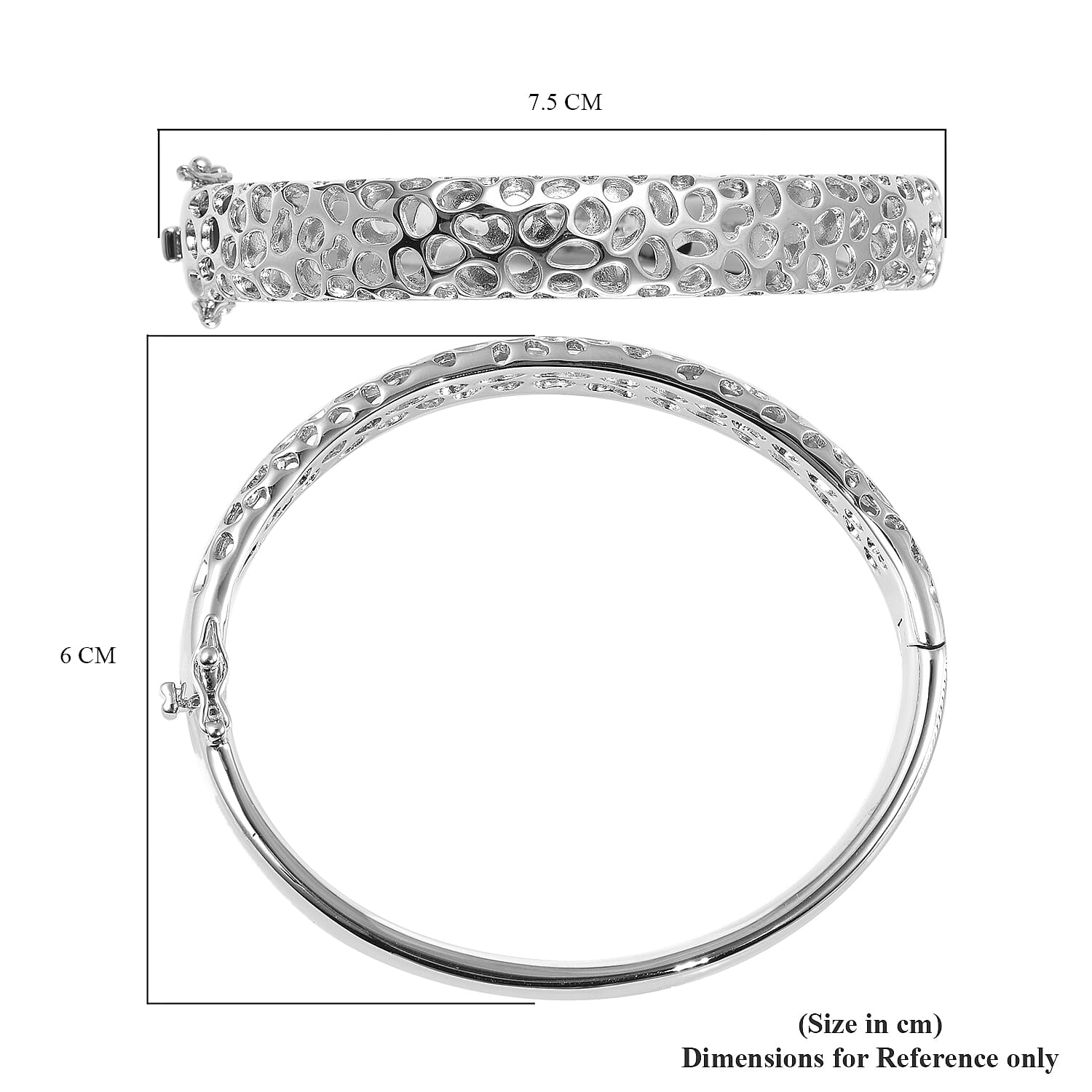 RACHEL GALLEY Rhodium Overlay Sterling Silver Bangle (Size 8.5), Silver wt. 59.93 Gms 3866610 7