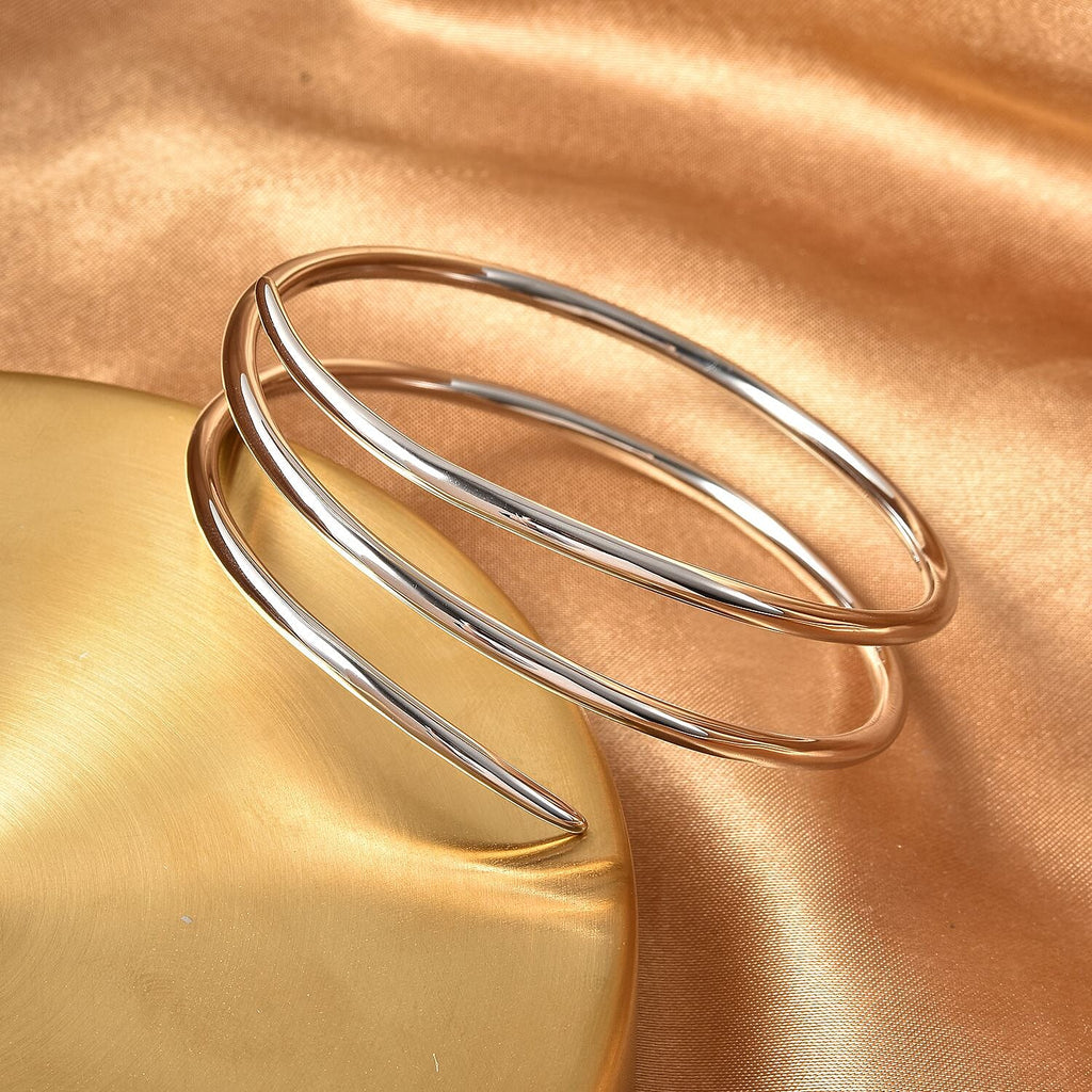 RACHEL GALLEY Rhodium Overlay Sterling Silver Bangle (Size 8.5), Silver wt. 40.99 Gms