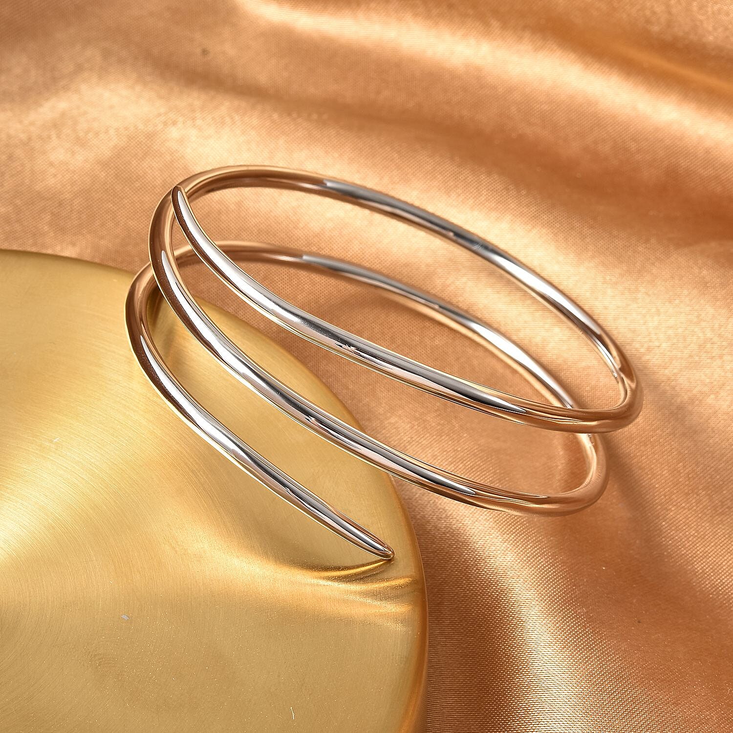 RACHEL GALLEY Rhodium Overlay Sterling Silver Bangle (Size 8), Silver wt. 40.31 Gms 3230910 2