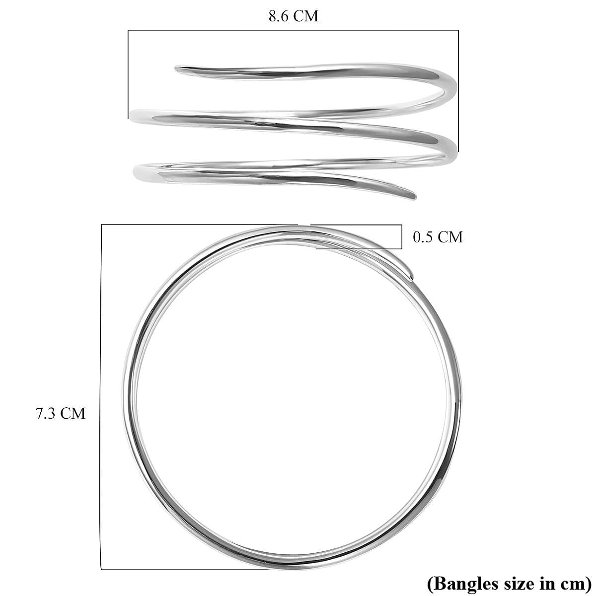 RACHEL GALLEY Rhodium Overlay Sterling Silver Bangle (Size 8), Silver wt. 40.31 Gms 3230910 6